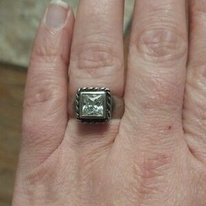 Elegant Silver Square-Cut Ring